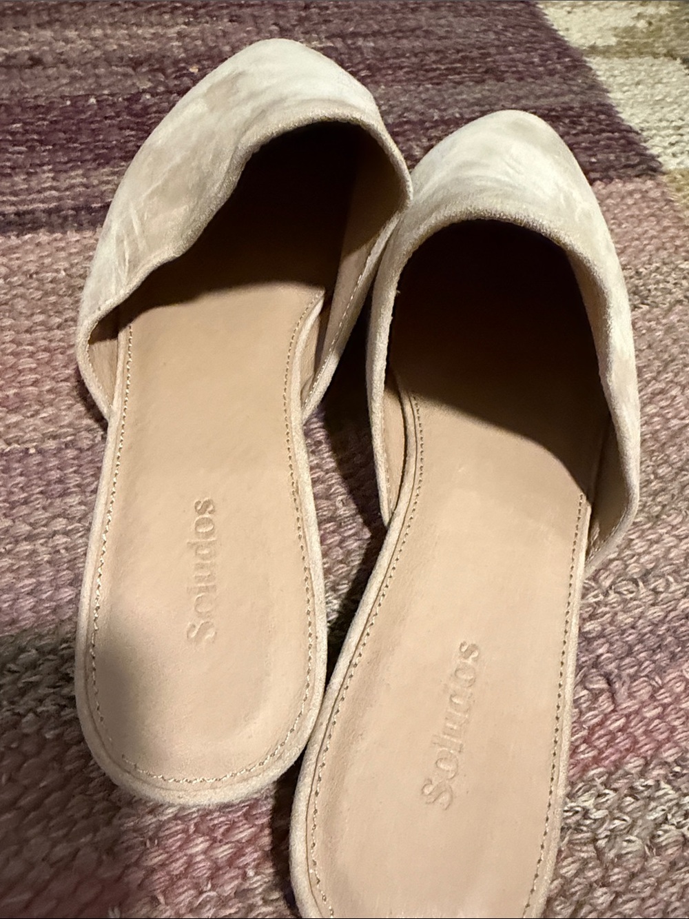 Soludos Pointed-Toe Suede Slide Mules in Beige - Picture 3 of 5